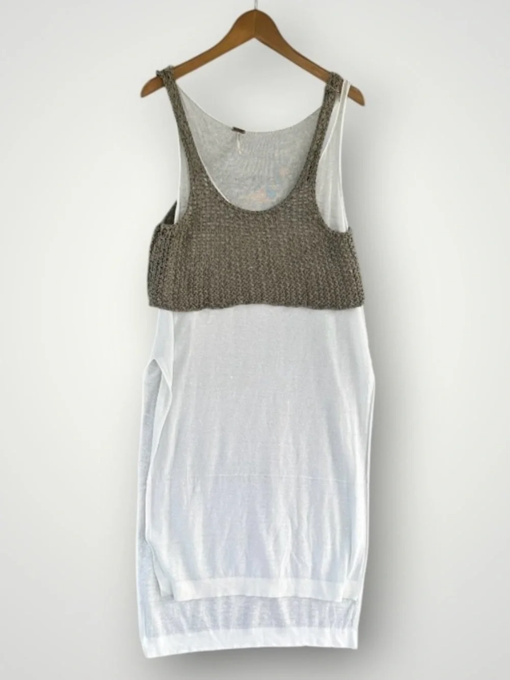 FREE PEOPLE Two Tone Sweater Tank Ivory Medium Excellent Condition